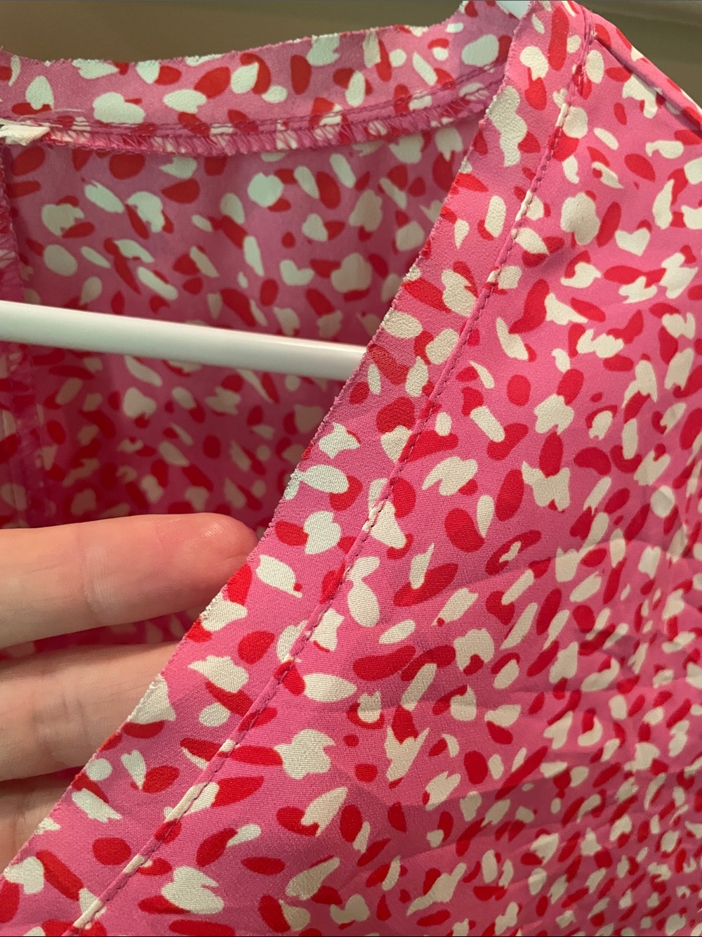 Pink Printed Cap Sleeve Blouse, Large - Picture 6 of 6